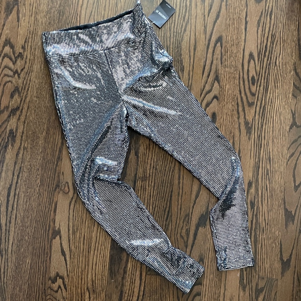 Forever 21 Silver and Black Leggings